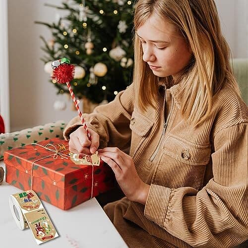 Christmas Gift Tags Stickers Self-Adhesive, 300 Merry Christmas Name Tags  3
