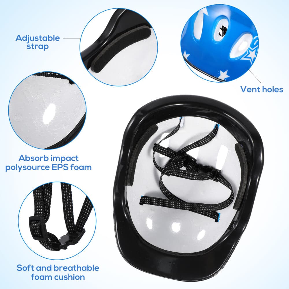 7X Adjustable Safety Kids Helmet Knee Elbow Wrist Pads Set for Scooter Cycling 4