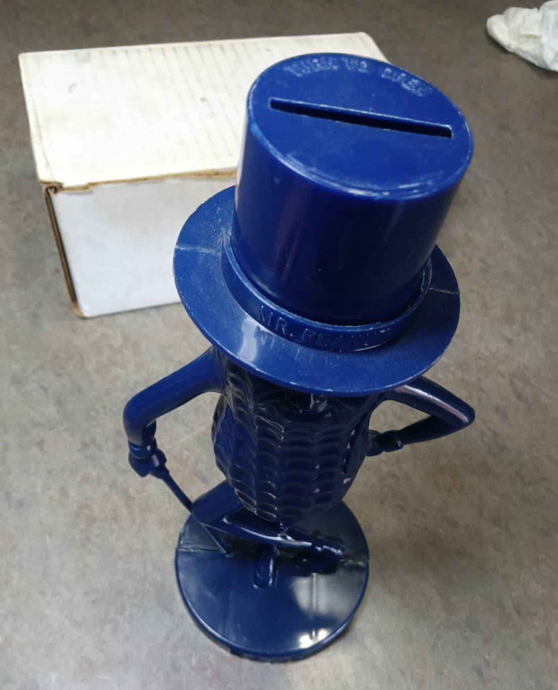 Dark Blue  Planters Mr Peanut coin bank advertising mascot figure scarce color 5