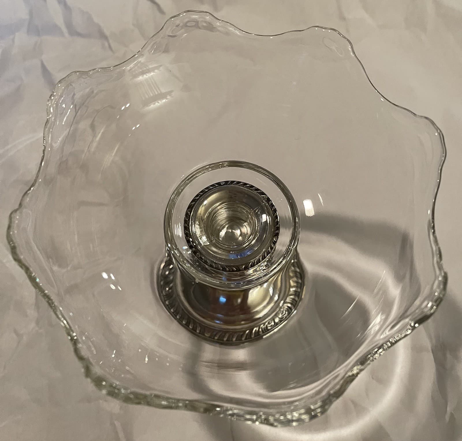 Stunning Frank M Whiting Sterling Silver 2000 Glass Compote Bowl Candlestick 5