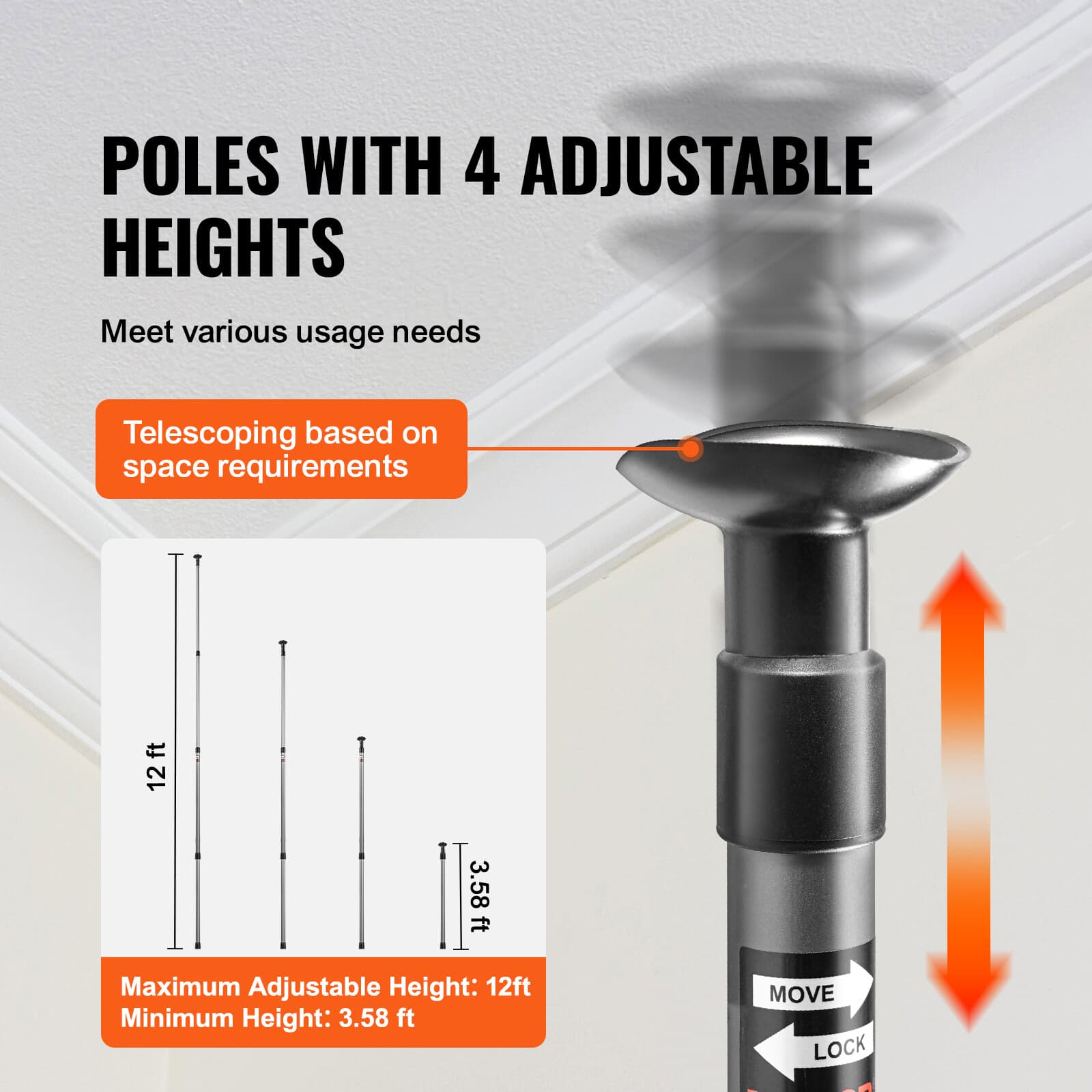 Dust Barrier Poles 12 Ft Dust Barrier System with Four Telescoping Poles 5
