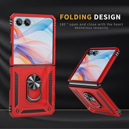  Compatible with Samsung Case with 360°Rotate Ring Magnetic Galaxy Z Flip 7 Red 3