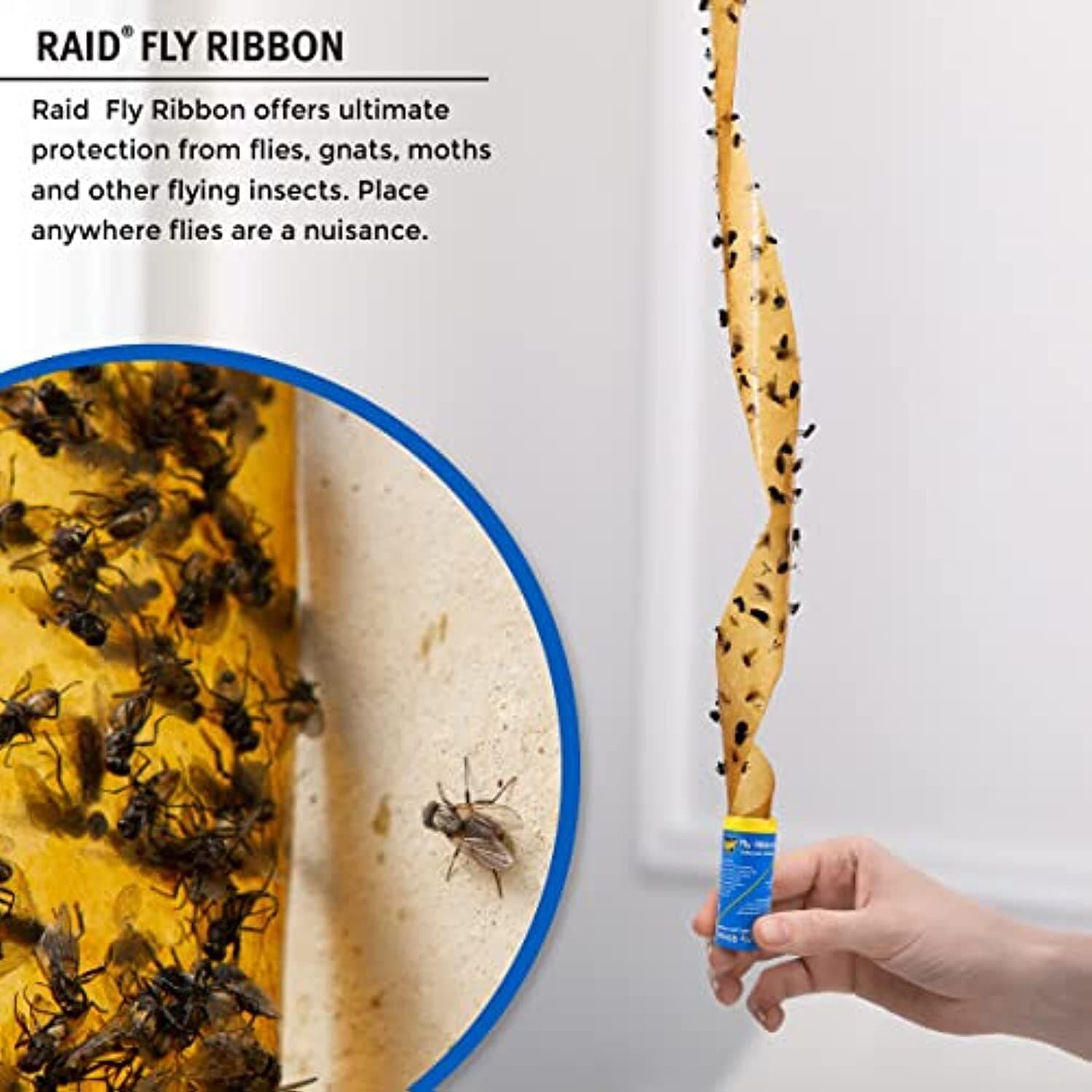 Raid Fly Ribbon Trap 10-Pack Flying Insect Tape Paper Catch Capture Kill Flies 6