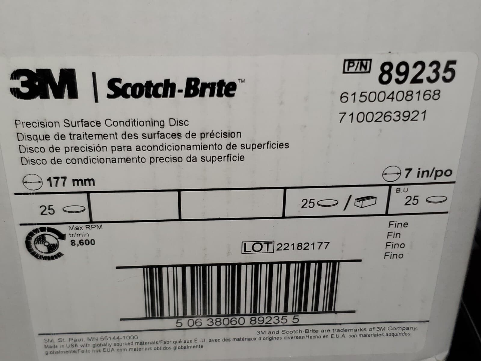 25) Scotch-Brite 7” Fine Precision Ceramic Surface Conditioning Disc Hook & Loop 2