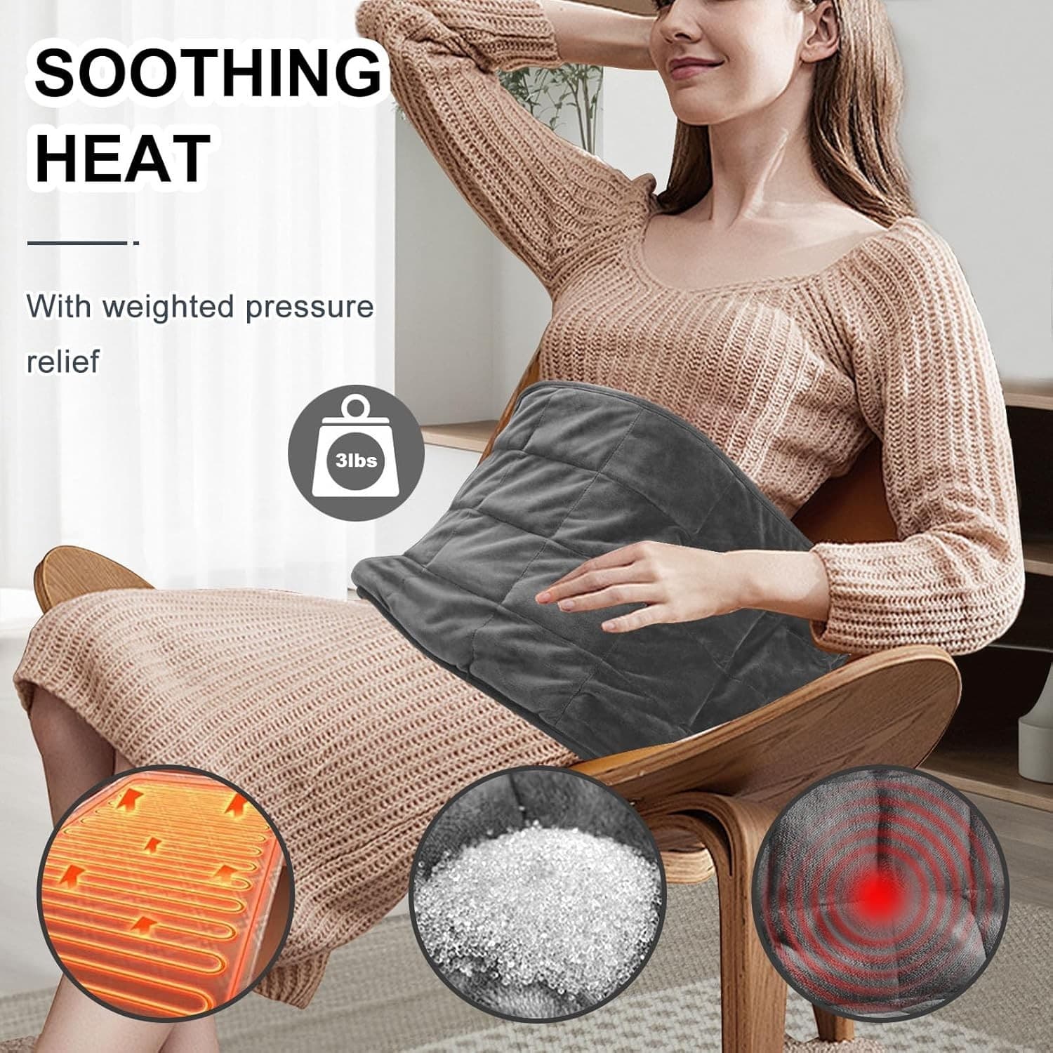 10 Heat Levels Weighted Heating Pad for Back 3Lbs for Neck and Shoulders 6