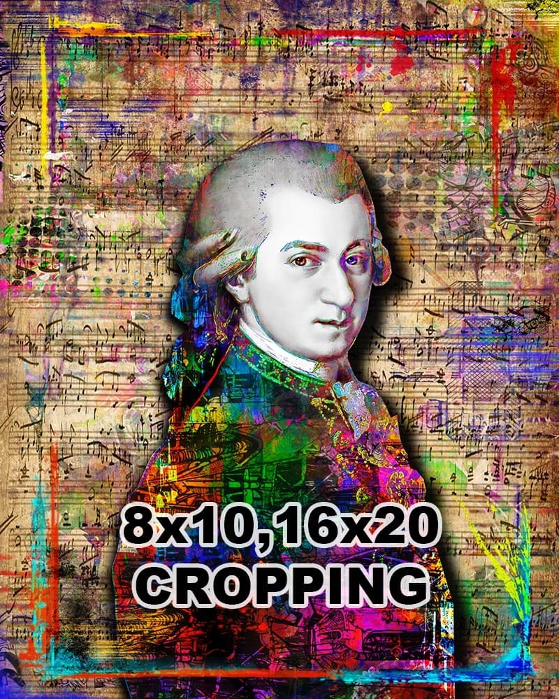Wolfgang Amadeus Mozart 8x12in Poster, Mozart Tribute Pop Art Free Shipping US 5