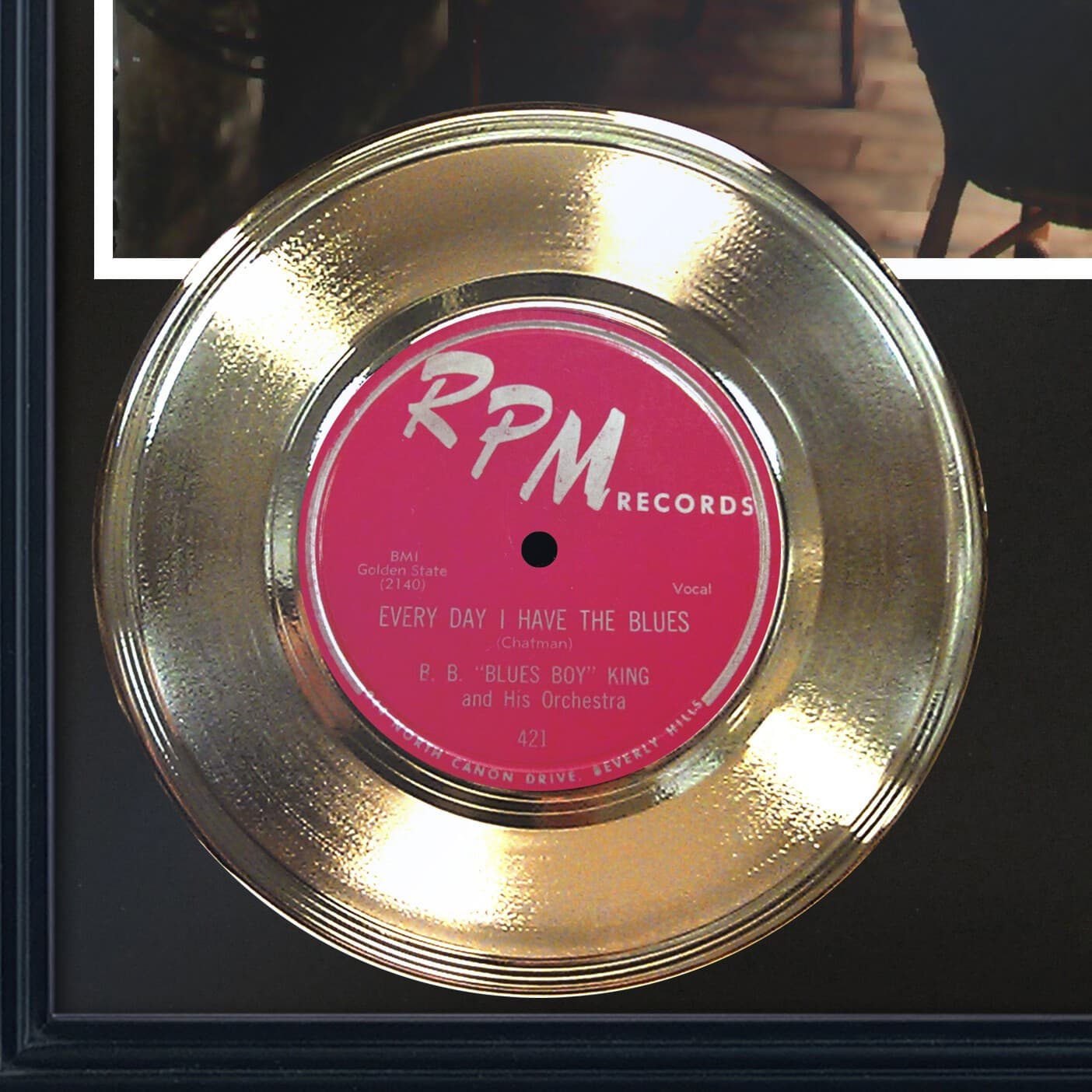 B. B. King "Everyday I Have The Blues" Framed 45 Gold Record Display 3