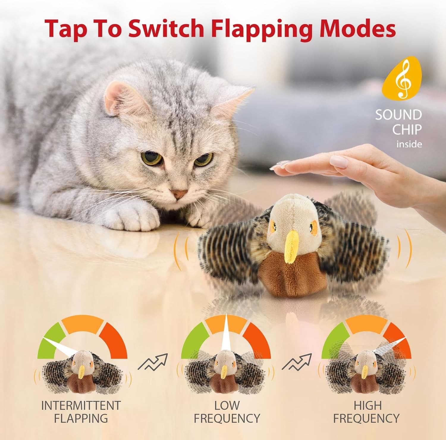 Gigwi Interactive Cat Toys for Indoor Cats, Flapping, Flapping bird  2