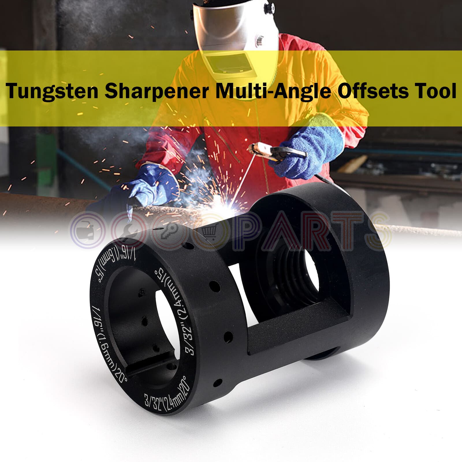 Tungsten Electrode Sharpener & Grinder Tool 15° & 20° Offsets For TIG Welding 3