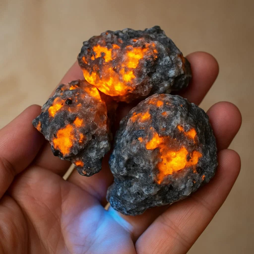 3pcs Raw Yooperlite Stone UV Fluorescent Sodalite Crystals Glowing Fire Rocks