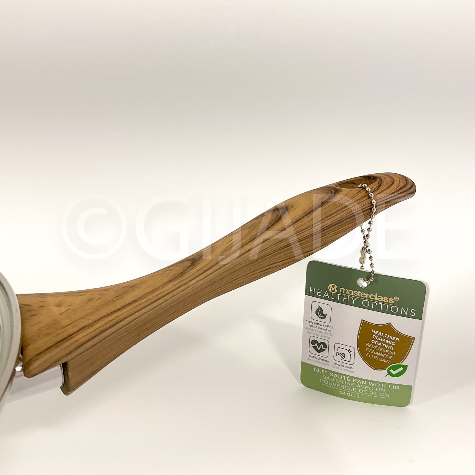 Masterclass Healthy Options Coating Ceramic 6.4-qt- 13.5" Big Sauté Pan Pot  Lid 6