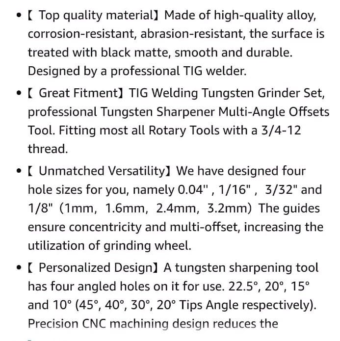 Sharpener Grinder Tool for TIG Welding Tungsten Electrode Multi-Angle Offsets 3