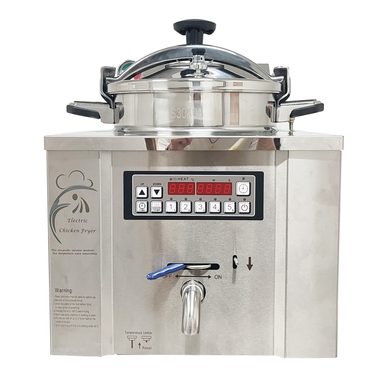220V 22L Numerical Control Fried Chicken Stove Stainless Steel Pressure Fryer 4