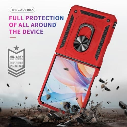  Compatible with Samsung Case with 360°Rotate Ring Magnetic Galaxy Z Flip 7 Red 4