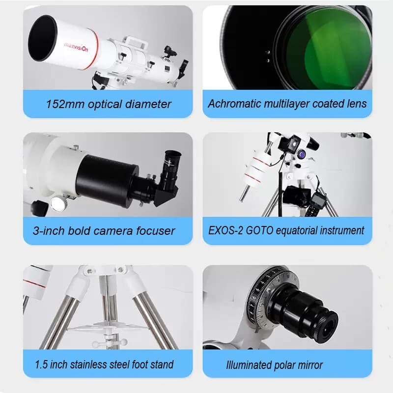 Astronomical telescope 152/760 Achromatic EXOS-2 GOTO Automatic star searching 4