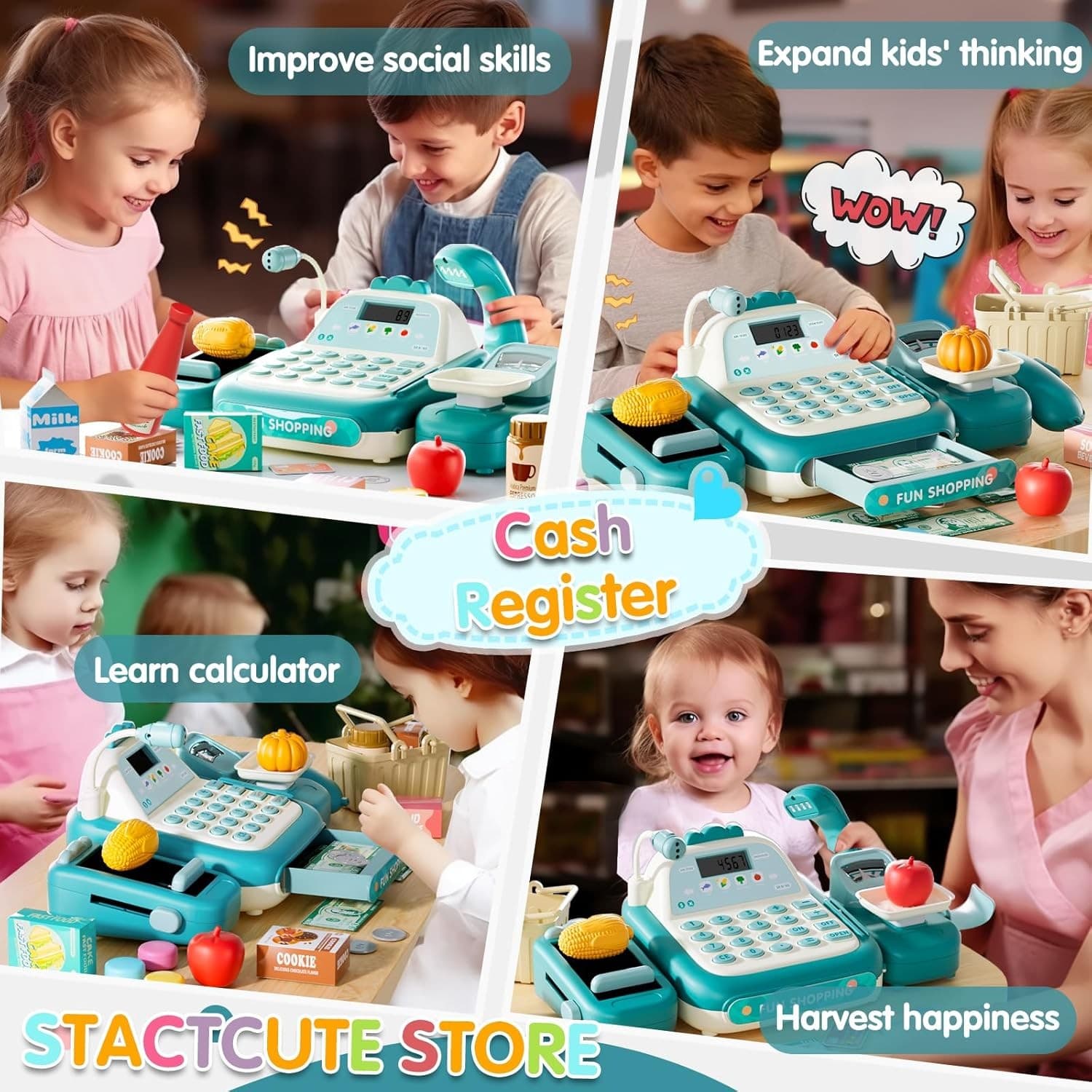 49PCS Pretend Play Cash Register Toy Set for Kids with Real...  5