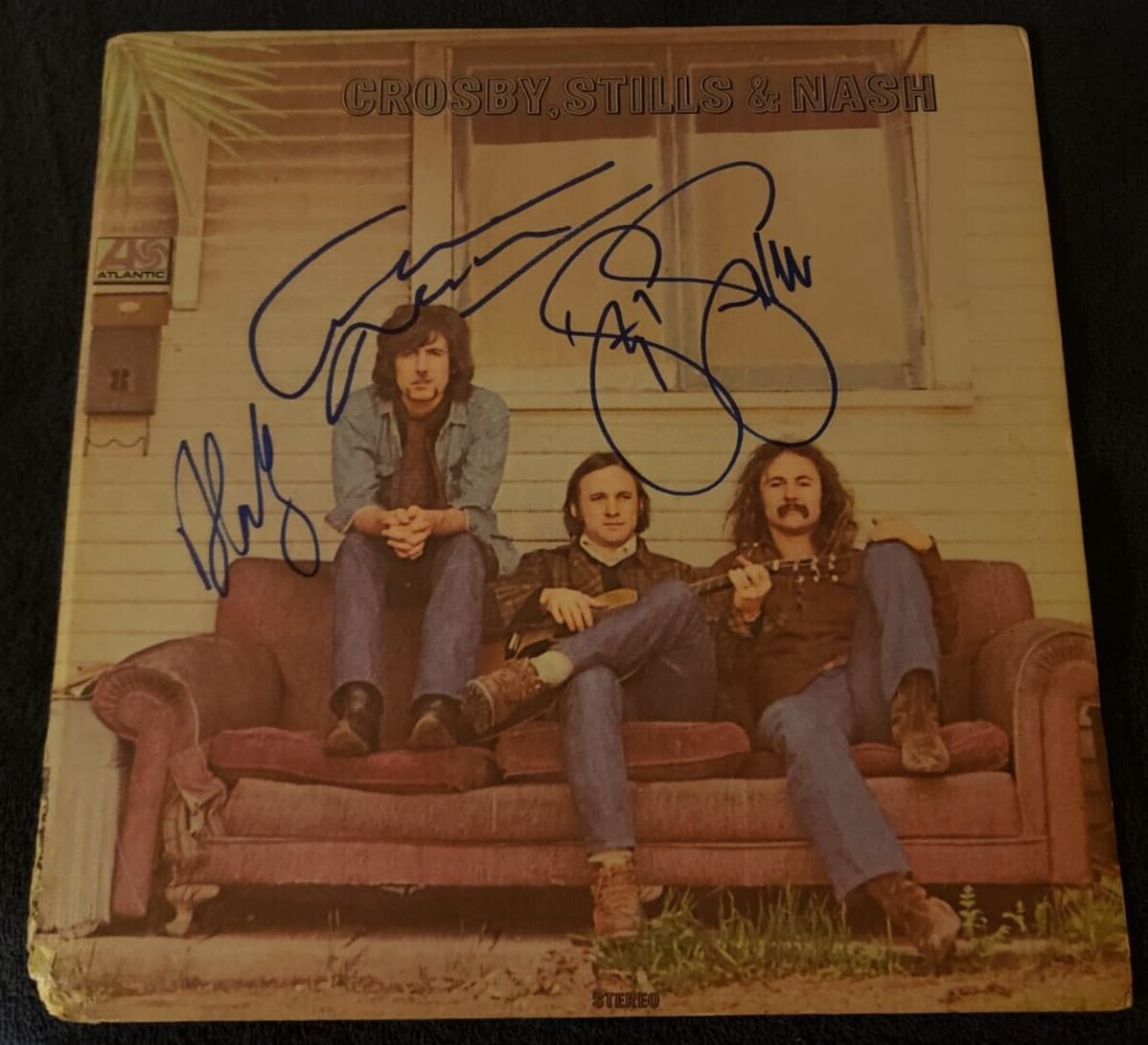 CROSBY STILLS & NASH SIGNED RECORD SELF TITLED ALL 3 ULTRA RARE R.I.P WOW PROOF!