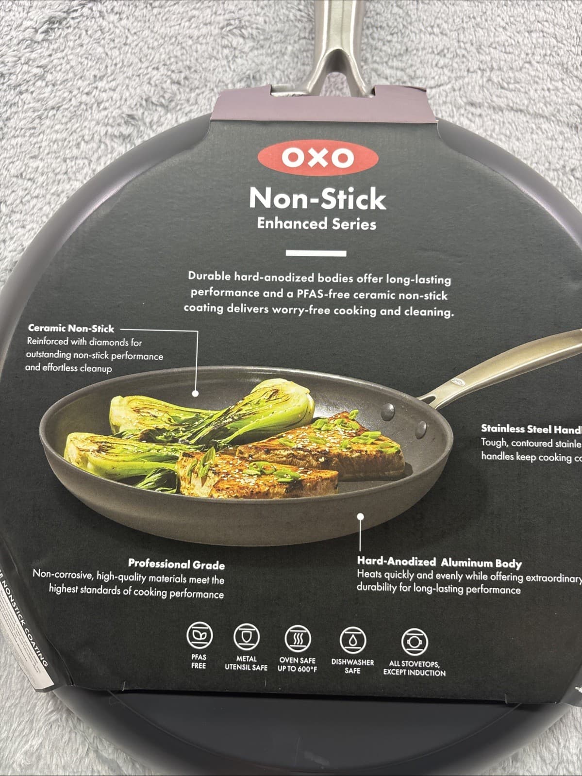 OXO Enhanced 12" Frying Pan Skillet, PFAS-Free Ceramic Nonstick, Hard-Anodized 3