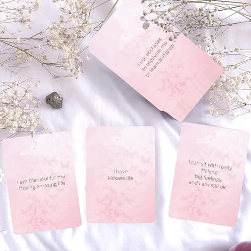  Badass Positive Affirmation Cards Set - Funny Pink Affirmation Cards with Bag 6