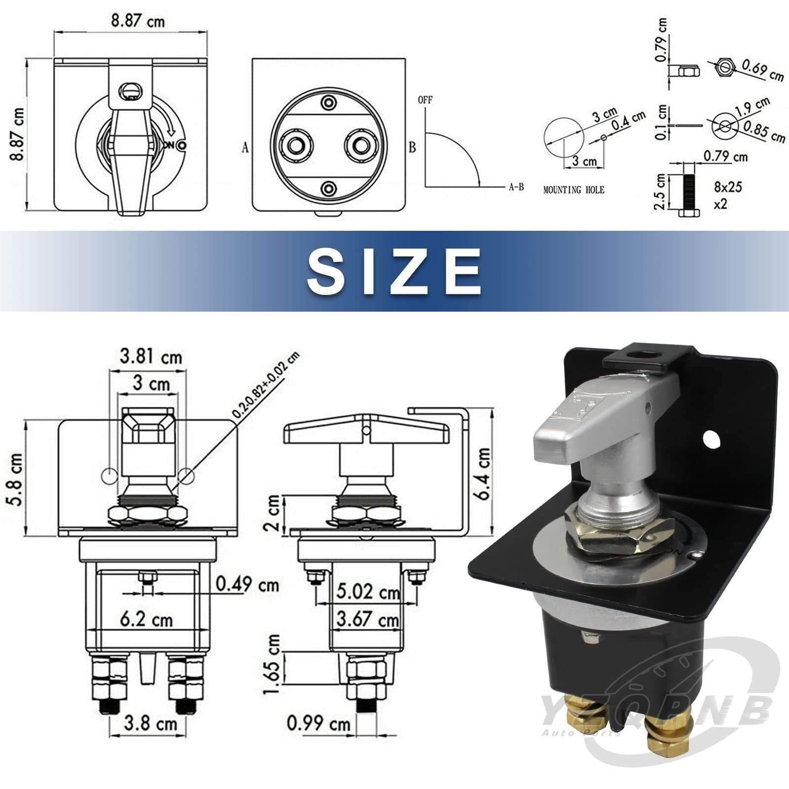 Battery Disconnect Switch with Lockout Plate Fits Negative Battery ... Fast Ship 2
