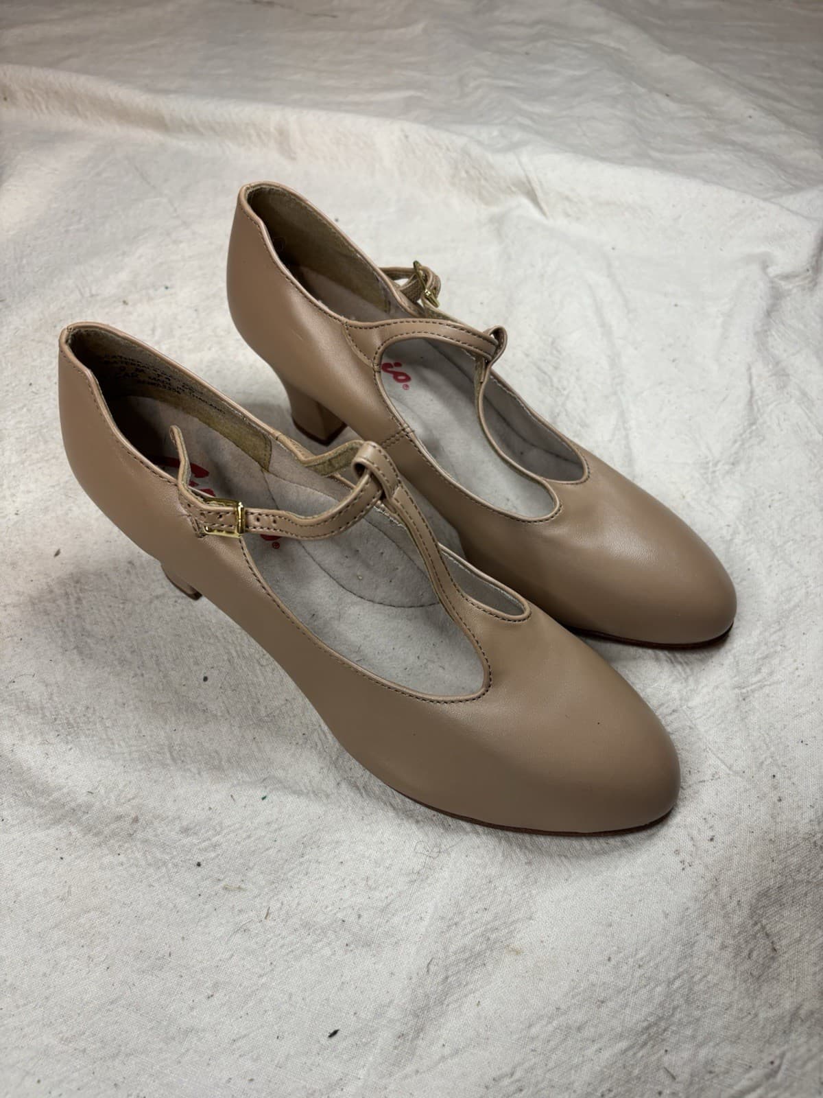 Capezio Dance Nude Camel Leather Tstrap High Heel Shoes, Pumps Women's Size 9 M 2
