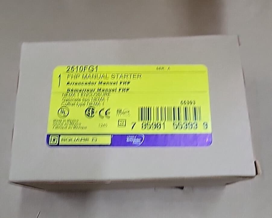 NEW SQUARE D 2510-FG1 2510FG1 FHP MANUAL STARTER NEMA 1 ENCLOSURE