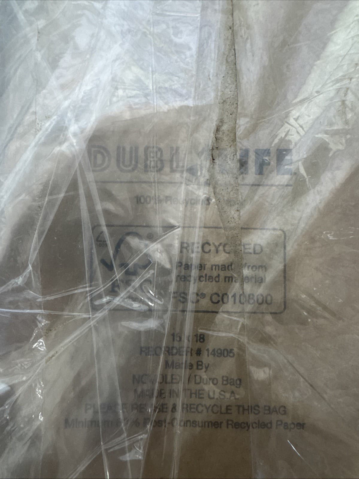 QTY=1 Box of 100: 14905 Duro #30 15" X 18" Brown Kraft Paper Merchandise Bags 4