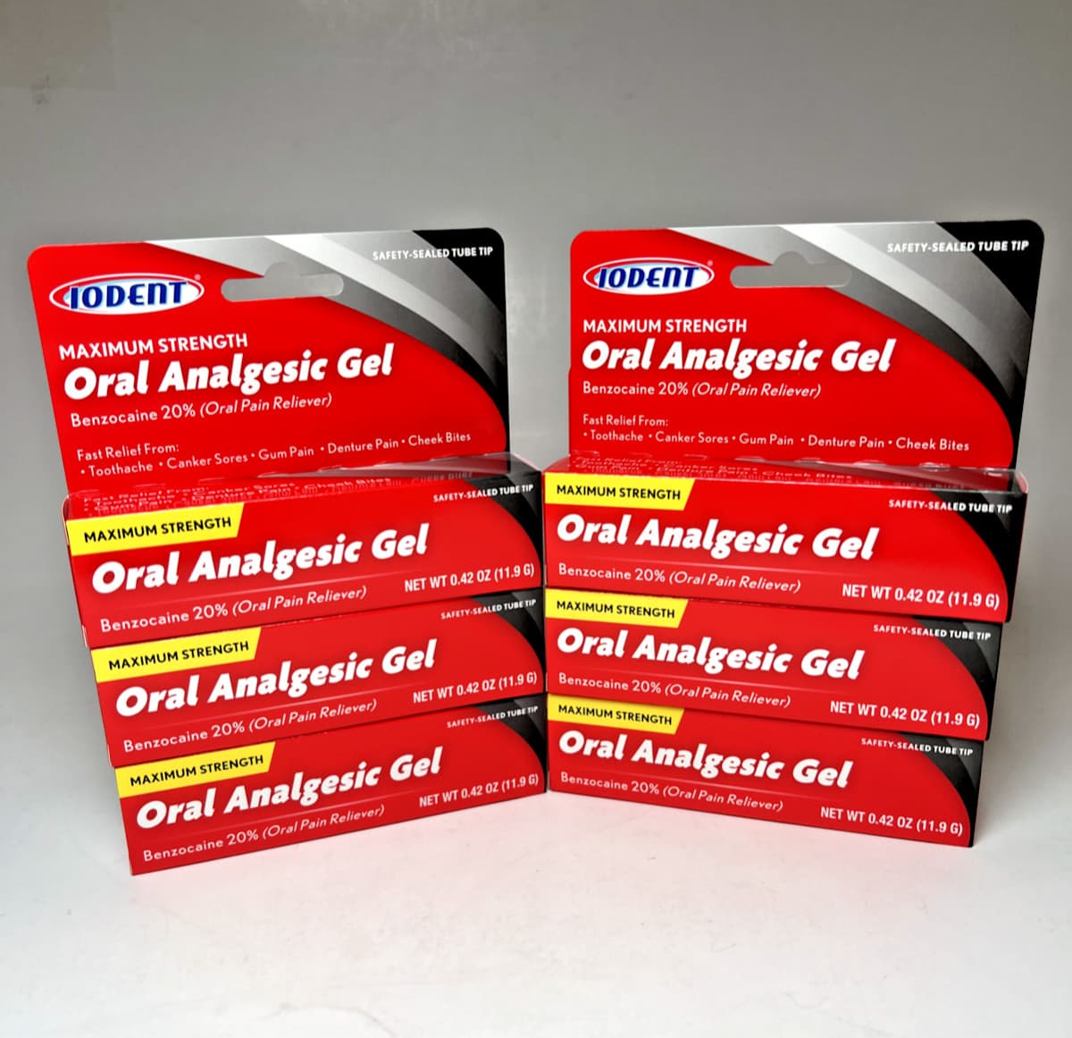 6 Pack! Iodent Maximum Strength Oral Analgesic Gel (Oral Pain Relief)