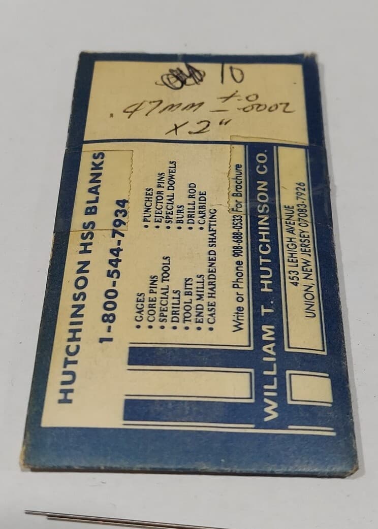 Lot Of 10 - USA Hutchinson .47mm x 2" Low Drill Blank Reamer Pin Gage 3