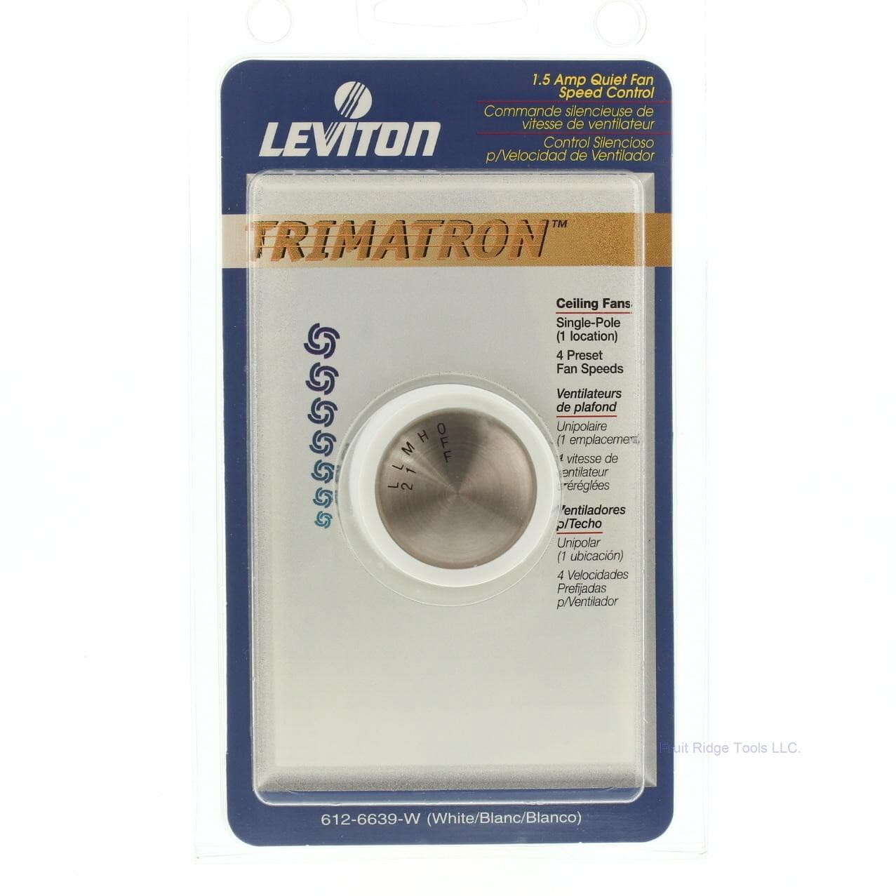 Leviton White 4-Speed Stepped Ceiling Fan Speed Control 1.5A Single Pole 6639-W 5