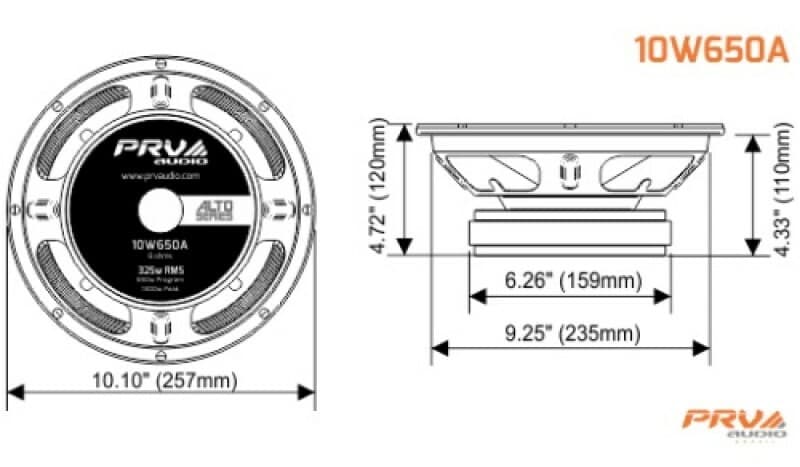 1x PRV Audio 10W650A Midbass ALTO 10" Speakers PRO Audio 8 Ohm 10A PRO 650W 6