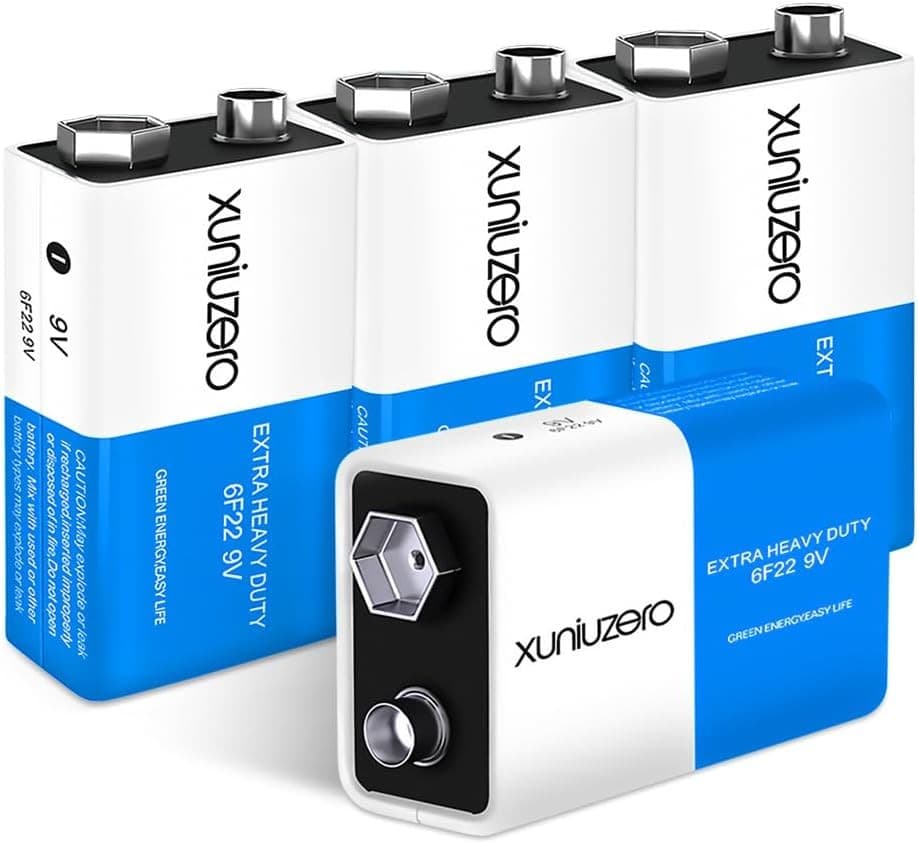 9V Batteries Carbon 9 Volt Battery for Smoke Detector 6F22 Square Battery,... 