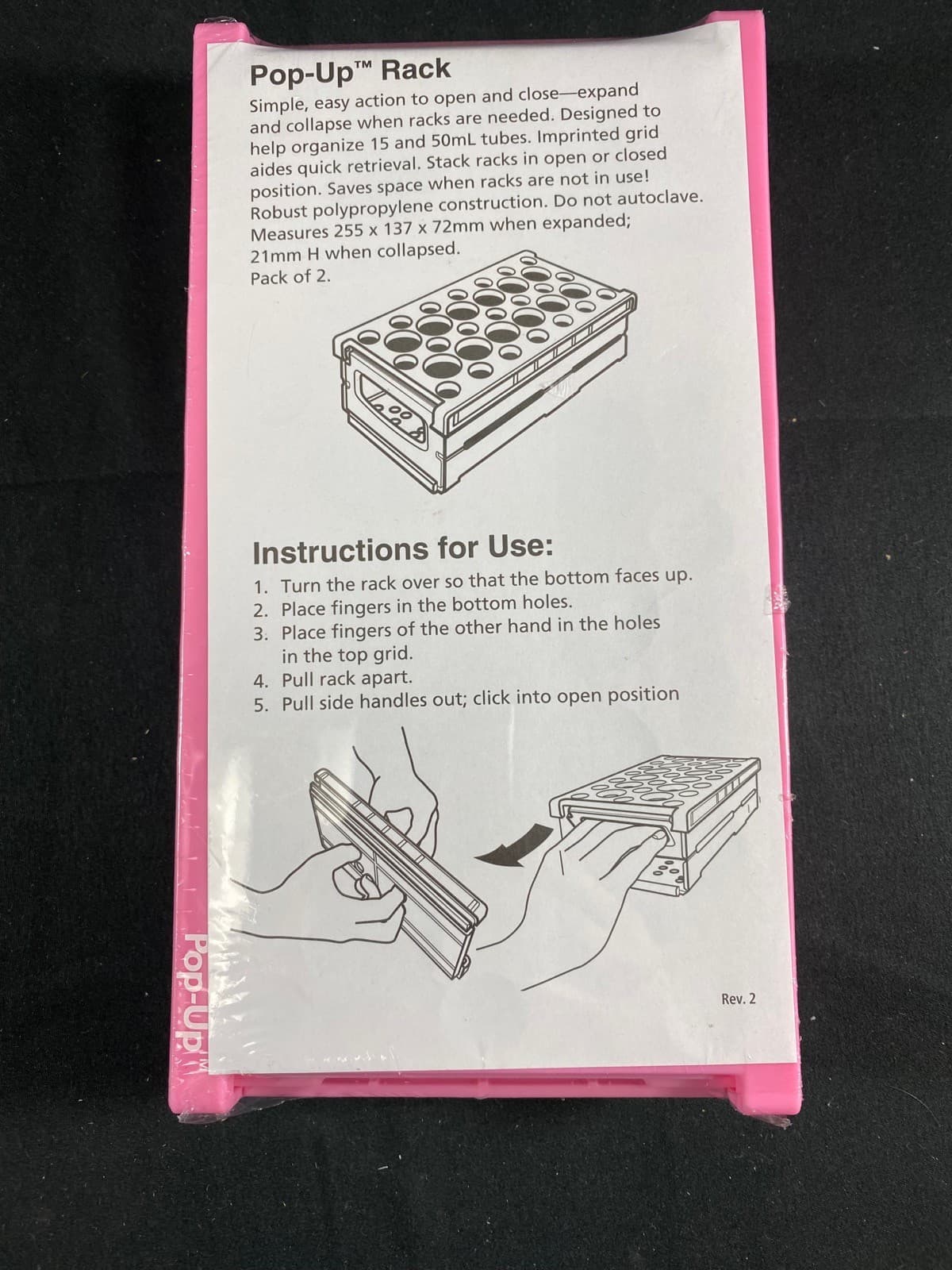 VWR Pop-Up Tube Racks For 15/50mL Tube 255L x 137W x 72Hmm Pink 89140-270 (2/cs) 4