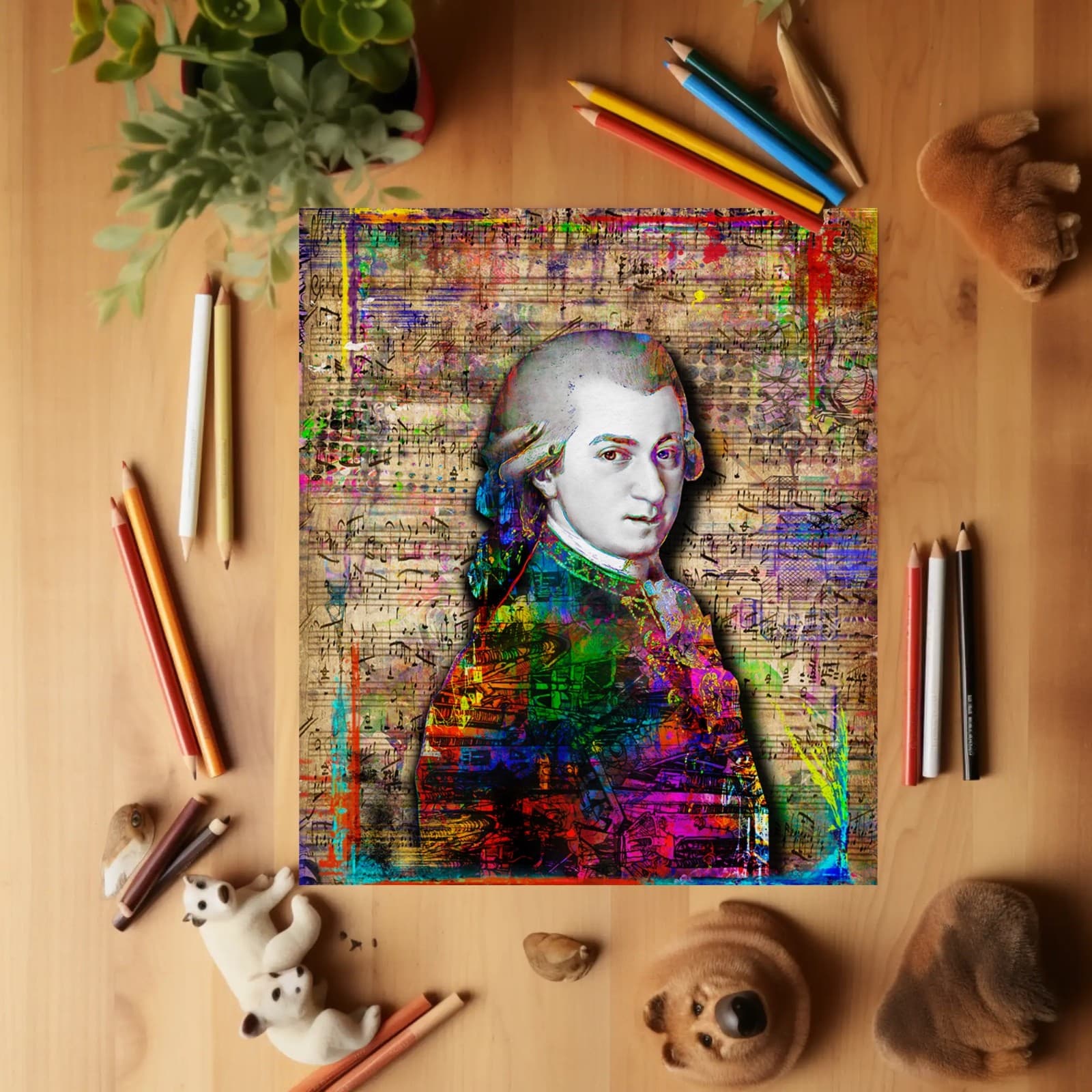 Wolfgang Amadeus Mozart 8x12in Poster, Mozart Tribute Pop Art Free Shipping US 4