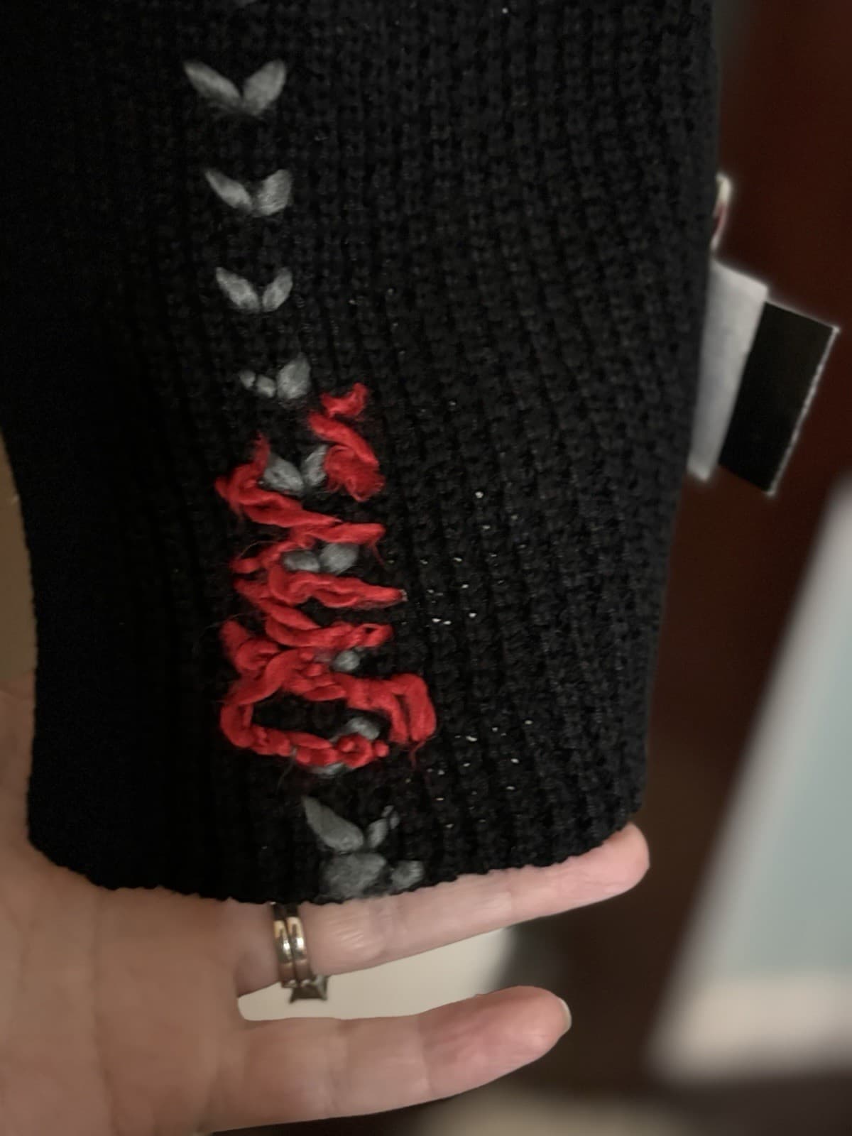 True Religion Unisex Black & Grey Vintage Y2K Cotton & Wool Scarf 6