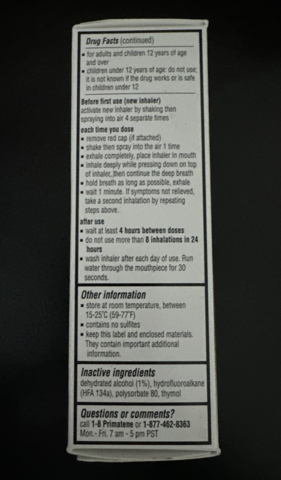 Primatene Mist Epinephrine Inhalation Aerosol 160 Sprays ~ EXP 2027 ~ Free Ship 4