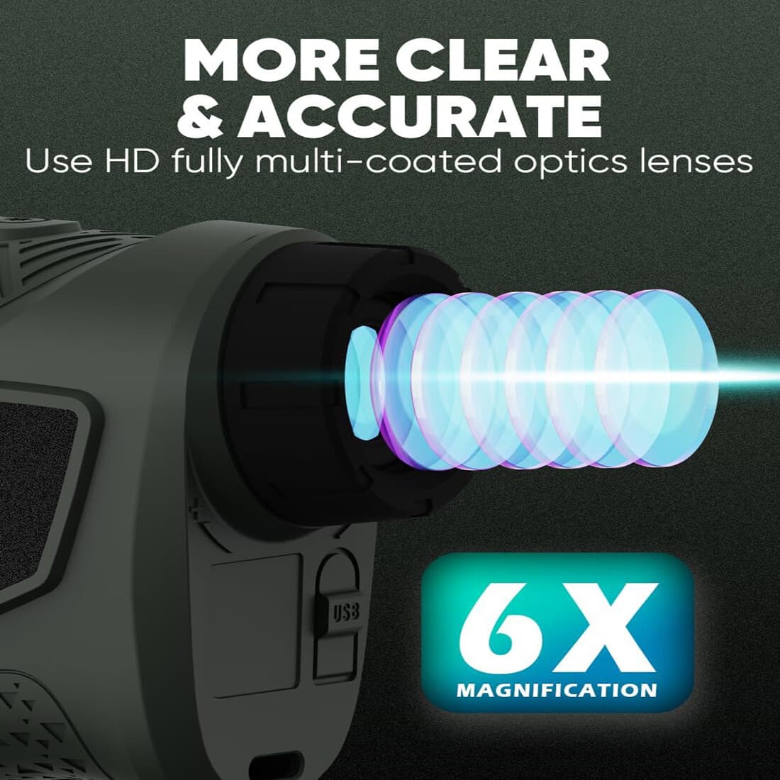 1200 Yds Hunting Laser Range finder Target Acquisition Technology 6x magnificati 5