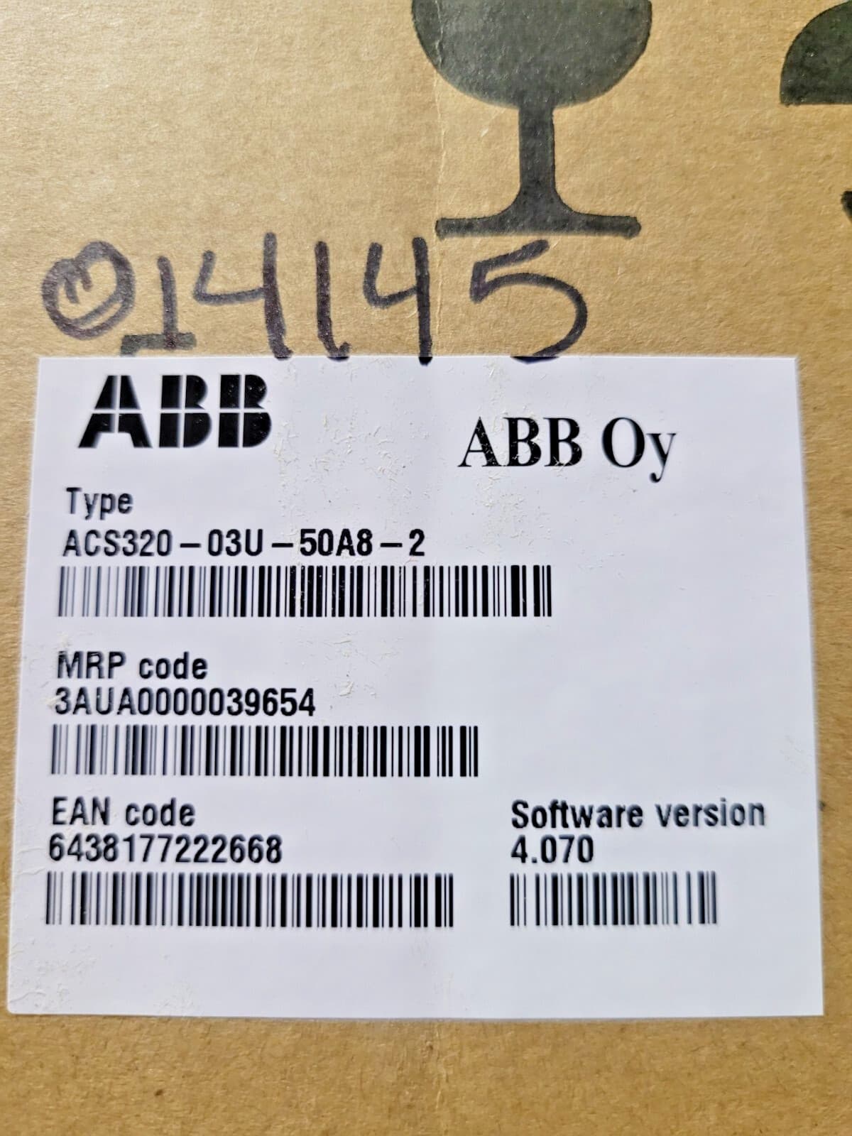 ABB Drive 15 HP 76A 230V 3 Phase No Keypad ACS320-03U-50A8-2