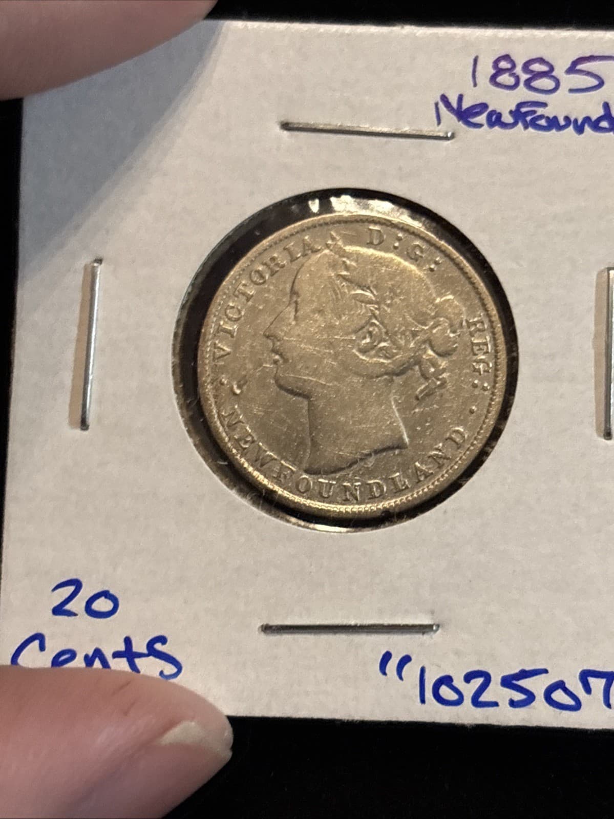 1885 Newfoundland 20 Cent Circulated “1025076” 2