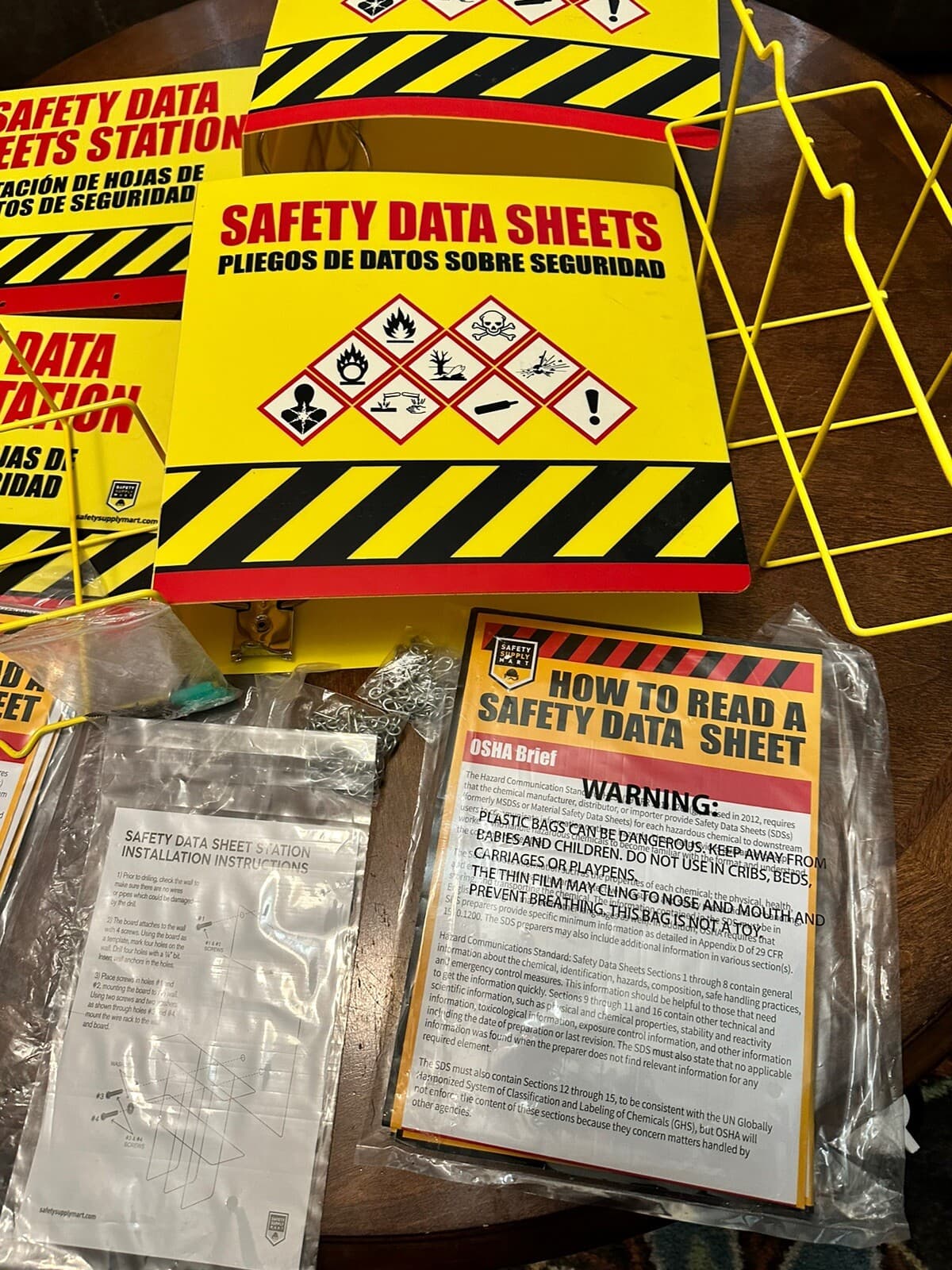 2 SDS Wall Stations With Safety Data Sheet Binder with Display Signs  "3 Ring" 6