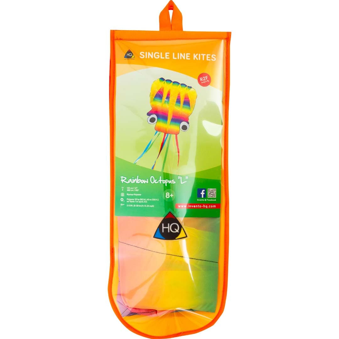 HQ Octopus Kite Rainbow LARGER Size 189" x  87" + Reel + Line + Clip + Carry Bag 3