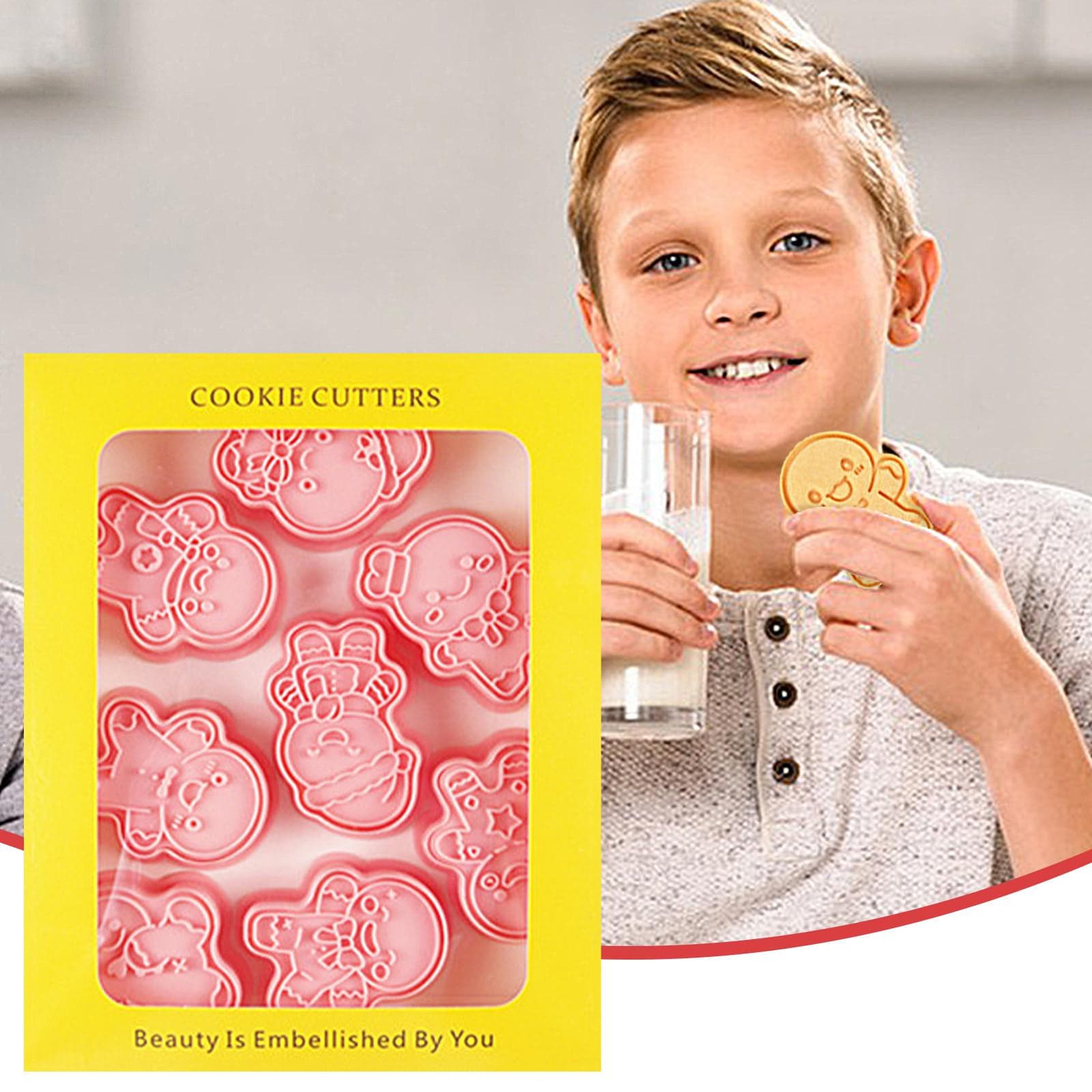 Gingerbread Cookie Cutters 8X Cake Decoration Mould Christmas 3D Cookie safety 2