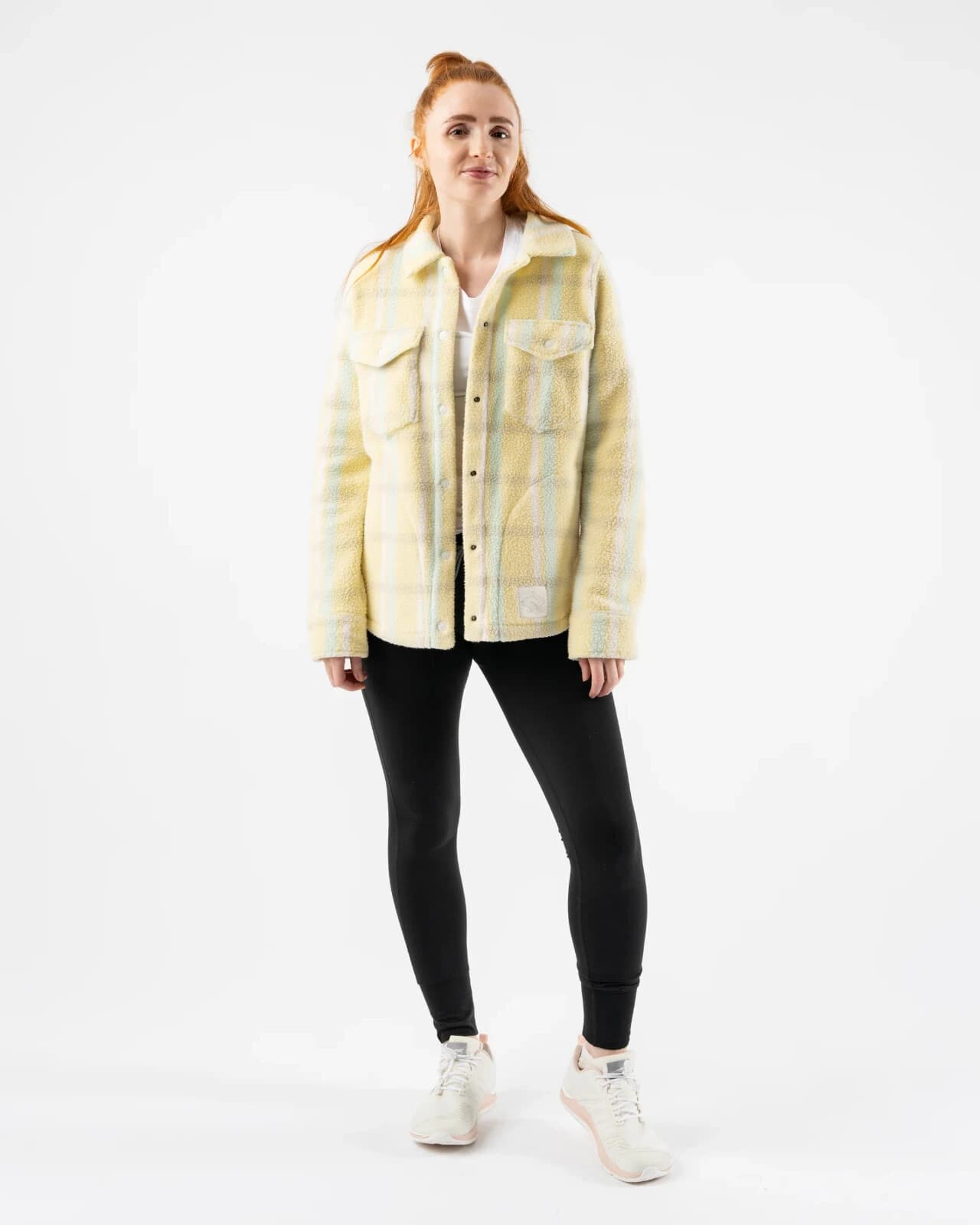 NWT Running Rabbit Fleece of Mind Pale Banana Plaid Shirt Jacket Size S 4