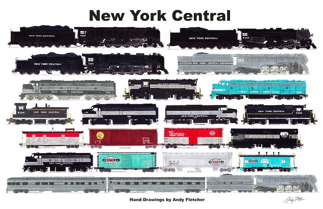 New York Central 11"x17" Horizontal Poster Andy Fletcher signed