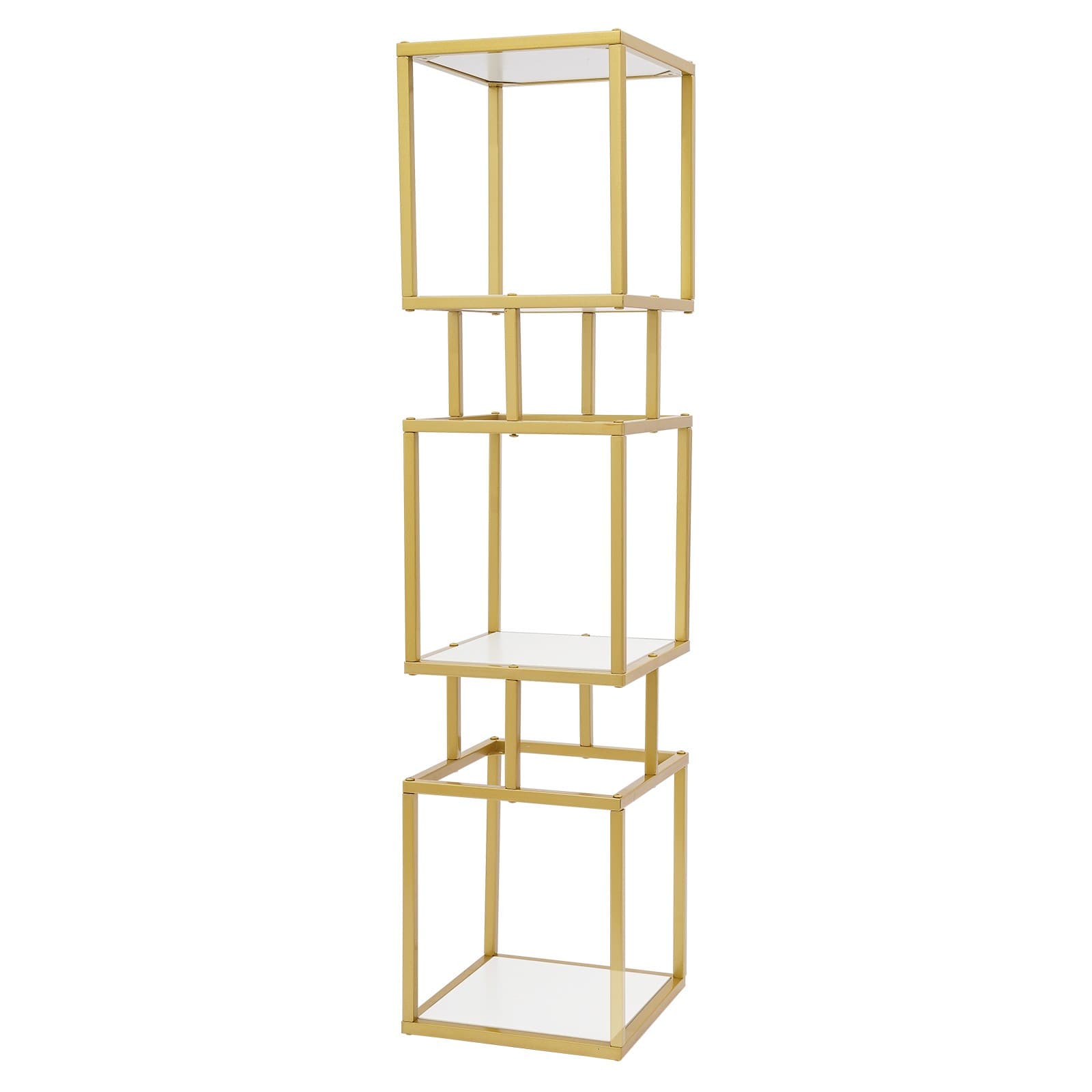Modern Three-tier Bookshelf, Storage Bookshelf, Cube Shelving Unit Gold 6