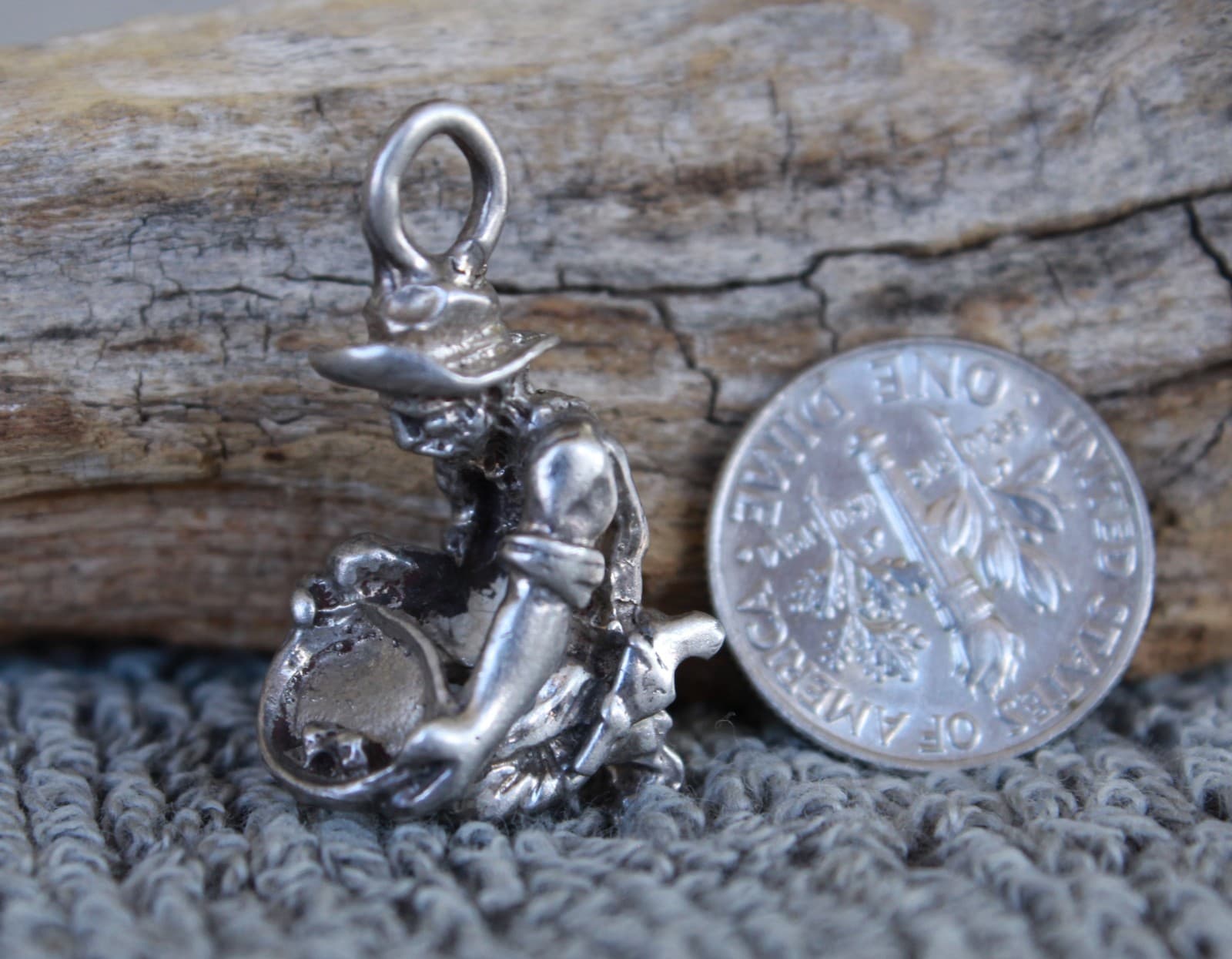 Gold Panner Prospector Figure Solid Sterling Silver pendant casting 6