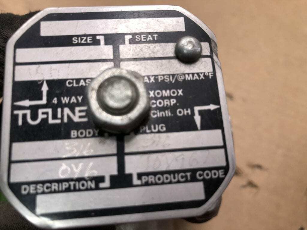 Tufline 1" 4-Way Plug Valve 316SS / CF8M ; 150 Class 400°F 6