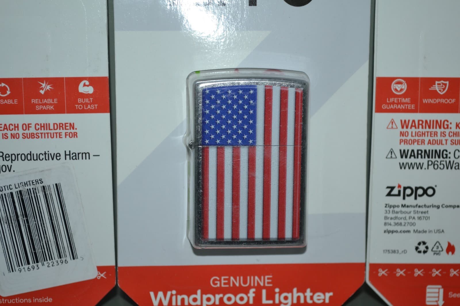 (3) Zippo Windproof American Flag Lighter, Patriotic 3