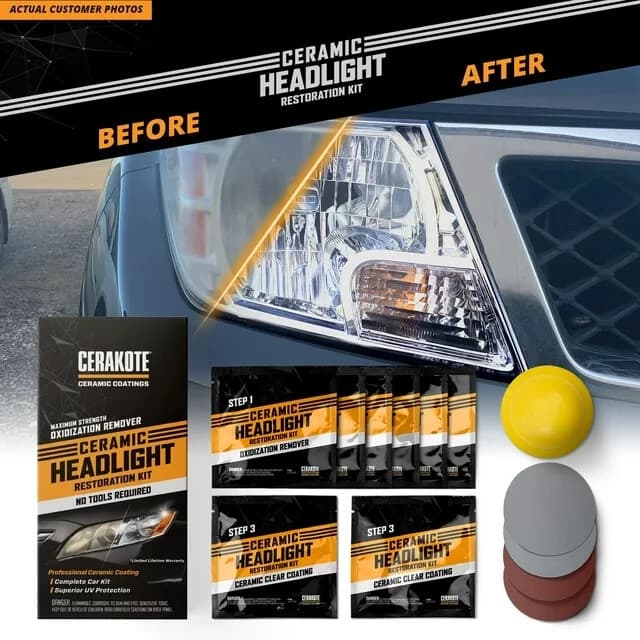 CERAKOTE® Ceramic Headlight Restoration Kit - Maximum Strength Oxidation Remover 5