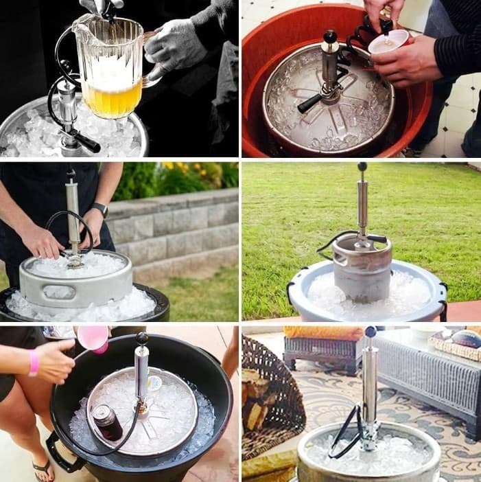 Hilangsan Beer Keg Party Pump 8inch Beer tap Pump Chrome Plated D Coupler system 6